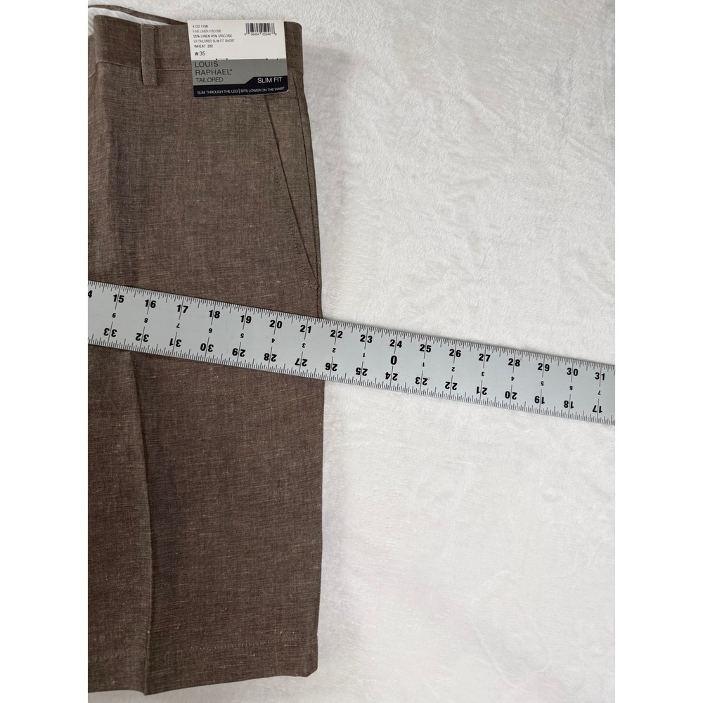 Louis Raphael Tailored Slim Fit Linen Viscose Wheat Brown Mens Shorts Size 35 - Picture 8 of 10